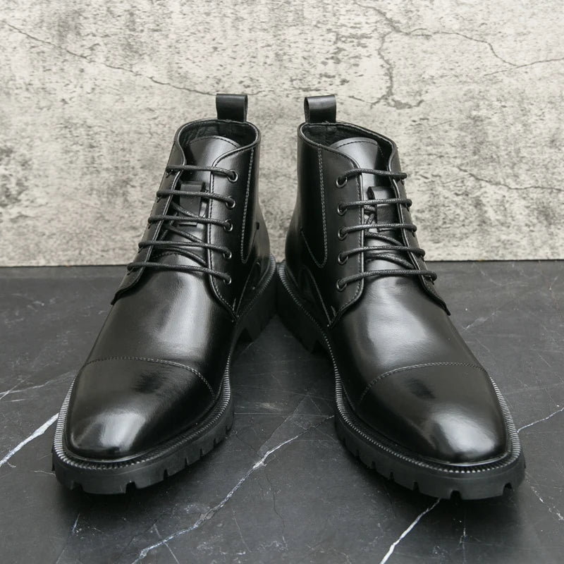 Riolio Men's short boots winter fashion new comfortable Amazon tight lace shoes old-fashioned business men's casual fashion shoes