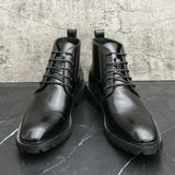 Riolio Men's short boots winter fashion new comfortable Amazon tight lace shoes old-fashioned business men's casual fashion shoes