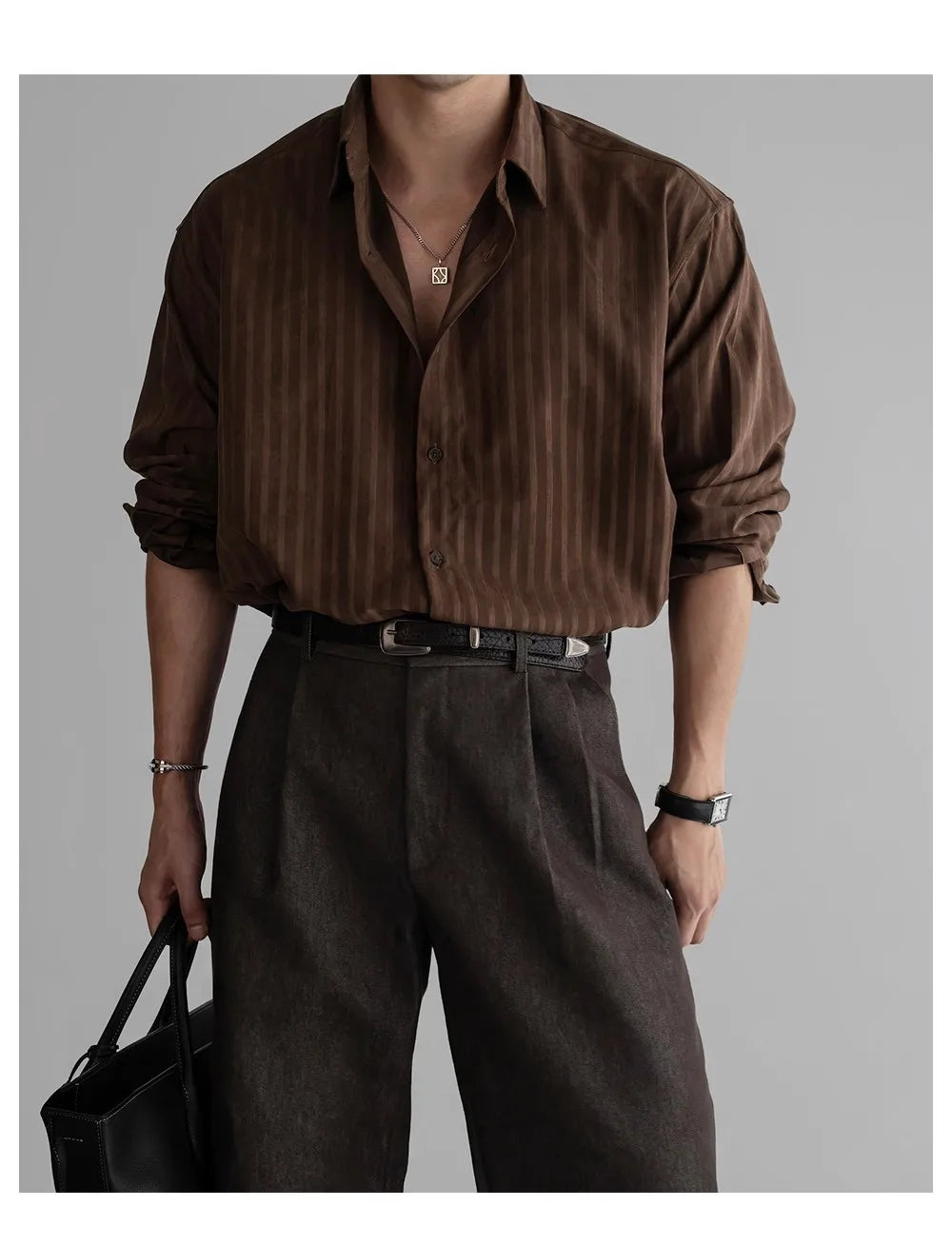 Riolio New Korean Fashion Men Shirts Light Luxury Textured Business Striped Long Sleeve Cardigan Tops Leisure High Quality Blouse M-2XL