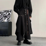 Riolio Y2k Double-Layer Irregular Casual Skirt Pants Genderless Japanese Streetwear Side Hem Design Versatile Samurai Skirt Unisex