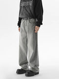Riolio Autumn New Men's Fashion Baggy Jeans Gray Vintage High Street Wide Legs Denim Trousers Male Casual Straight Pants Streetwear