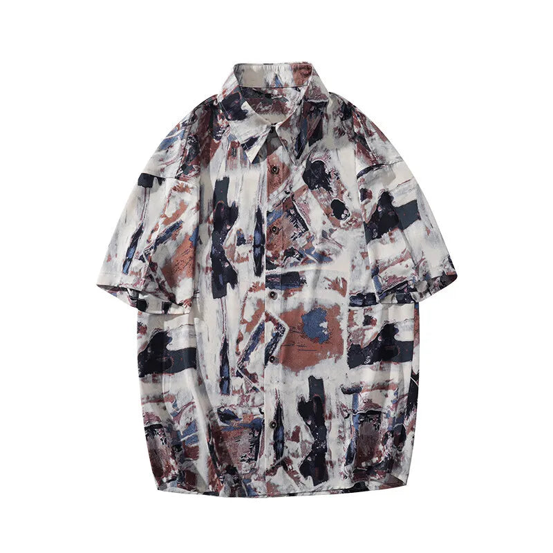 Riolio Summer Short Sleeved Shirt Men Printed Casual Shirt Men Streetwear Loose Ice Silk Shirt Mens Hawaiian Shirts Plus Size 5XL