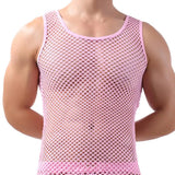 Riolio Men Sexy Mesh Tank Tops Transparent Sleep Tops Male Underwear Pure Color Vest Sleeveless Tops Underwear Male Undershirt