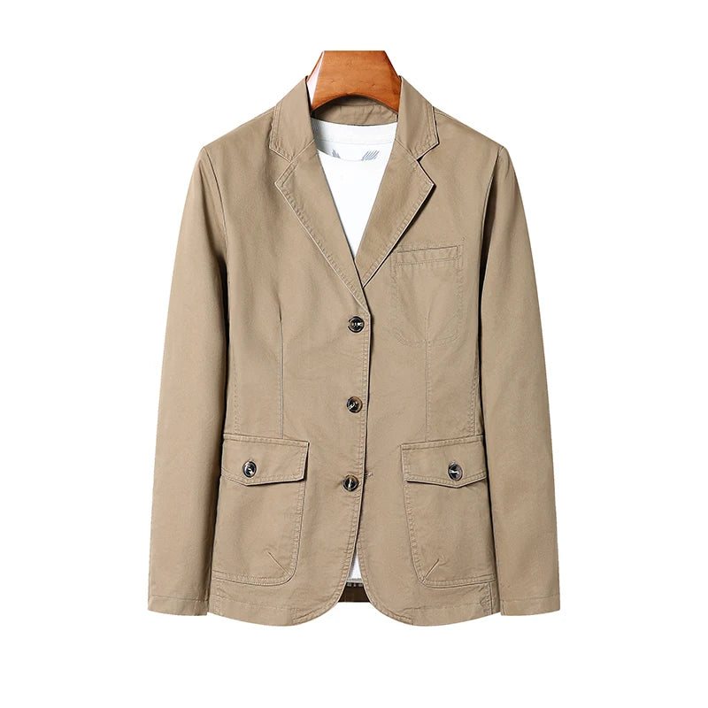 Riolio Men's Premium Suit Jacket Spring Autumn Casual Workwear Pure Cotton Jacket Men's Korean Version Slim Fit Loose Plus Size Suit