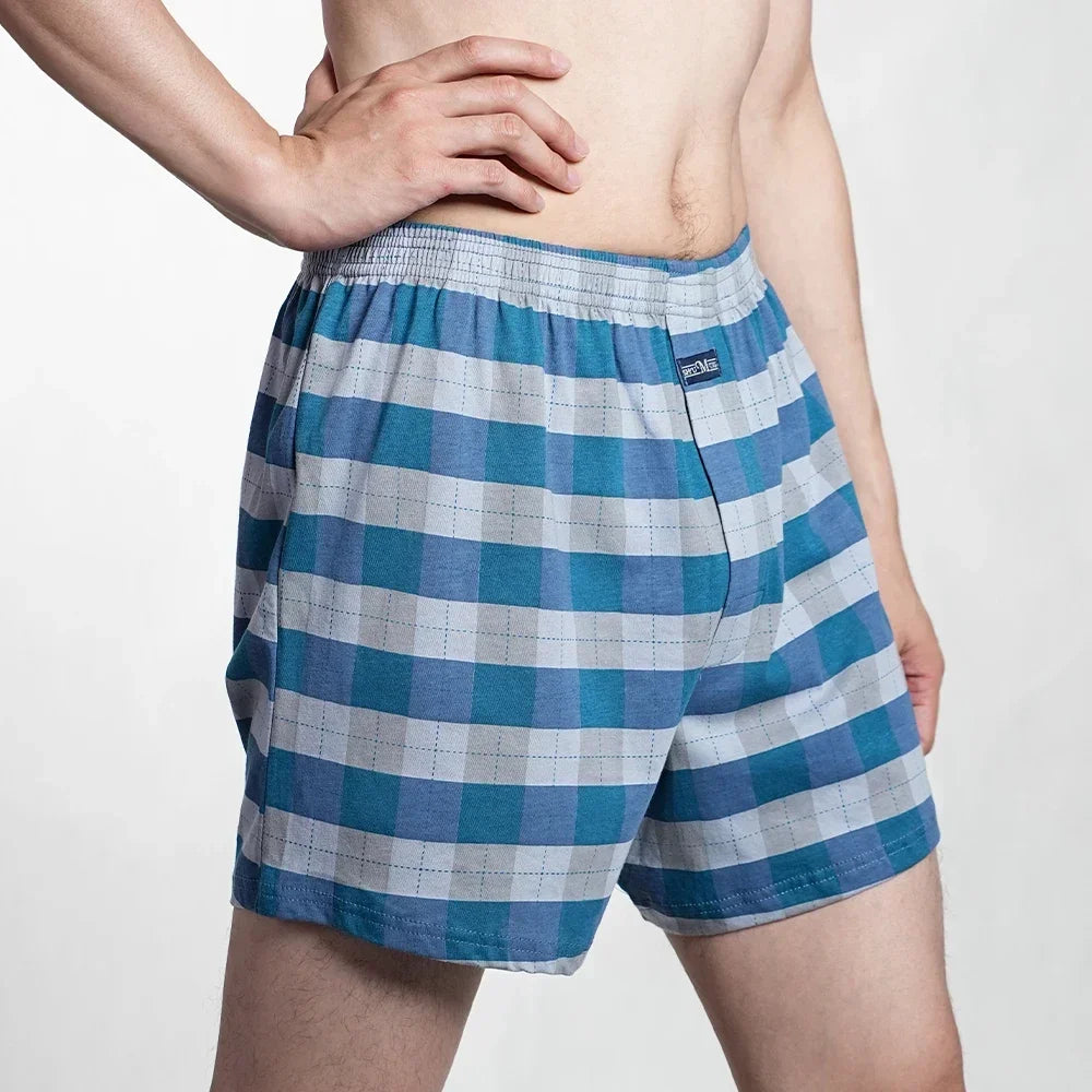 Riolio Men's 100% Cotton Boxer Shorts Foreskin Underwear High Waist Big Underpants Casual Plaid Plus Size Aro Alo Allo Pants M-3XL
