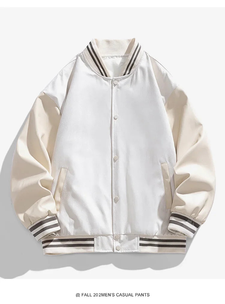 Riolio Bomber Wool Coat Premium Varsity Leather Wool Jacket High Street Jacket Men's Varsity Baseball College Leather Sleeves