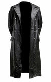 Riolio MEN'S GERMAN CLASSIC WW2 MILITARY UNIFORM OFFICER BLACK REAL LEATHER TRENCH COAT