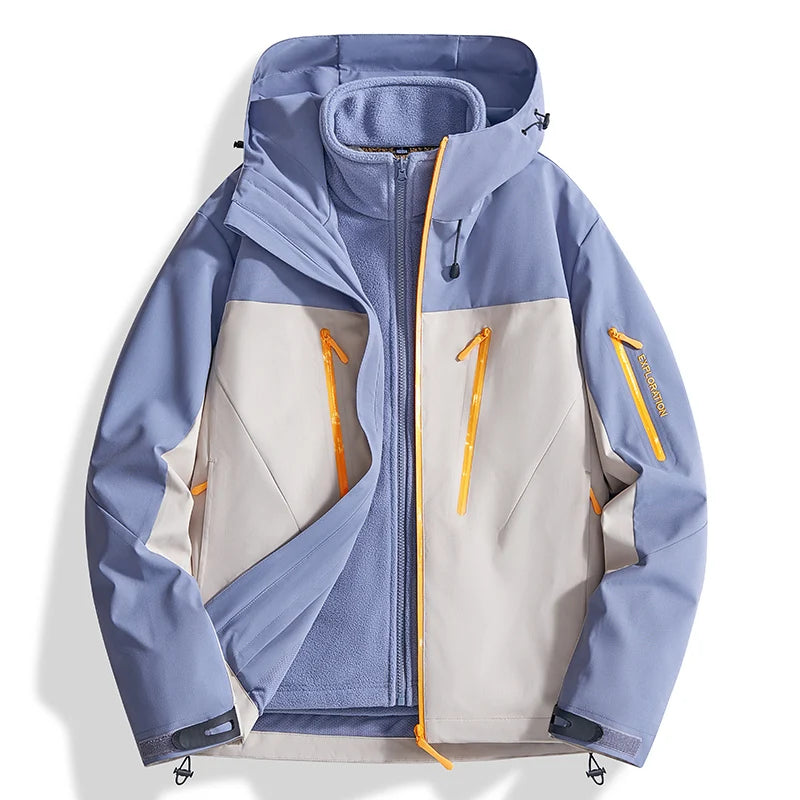 Riolio Men's Outdoor New Jacket Autumn Waterproof Windproof Assault Suit Men Women Three in One Two-piece Set Men's Brand Hiking Suit