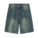 Riolio Men Designer Brand Casual Shorts Male Baggy Streetwear Knee Lenght Denim Short Pants Summer Fashion Daily Wide Leg Short Jeans