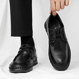 Riolio  Brown Suede Derby Shoes Men's Thick Sole Lace-Up Casual Blue Suede Leather Dress Shoes Office High Quality Leather Shoes