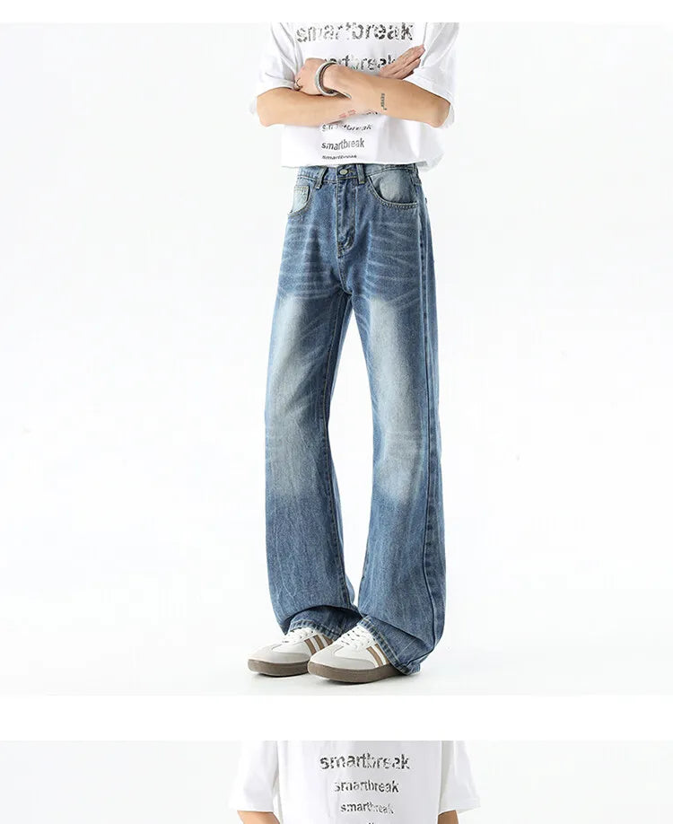 Riolio Wide leg jeans Men 2025 Autumn trend Casual Pantsbell-bottoms unisex washed Jeans Skinny Work Trousers Male Jeans Men Clothing