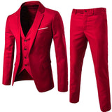 Riolio suit fashion 3pcs Suit Men Slim Formal Suit Solid Color Blazer Vest Pants Set 3 Piece Mens Suit Business Suit costume homme костюм мужской