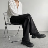 Riolio Khaki Black Suit Pants Men Fashion Social Mens Dress Pants Korean Casual Loose Straight Pants Mens Office Formal Trousers M-2XL