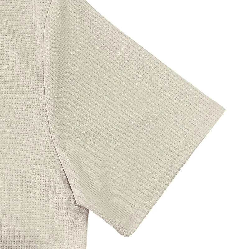 Riolio 2025 Summer Simplicity Men's Suit Loose Walf Checks Fabric Breathable Comfort and Casual Short Sleeve Shorts Two-Piece Suit