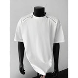 Riolio Breathable Mens Round Neck T-Shirt man Zip Detail Trendy Design New Urban Streetwear Casual Summer Tee Comfort Fit Stylish Soft