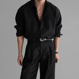 Riolio New Korean Fashion Men Shirts Light Luxury Textured Business Striped Long Sleeve Cardigan Tops Leisure High Quality Blouse M-2XL