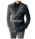 Riolio Men's Suits Blazer Autumn Striped Men Blazer Fashion Double  Jacket Coats 2pcs Casual Business Tuxedo Costume
