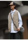 Riolio Cotton-layered Fashionable Vest Men with Autumn Winter Simple Casual Light Heated Inner Vest Cardigan Work Vest Top Aesthetic