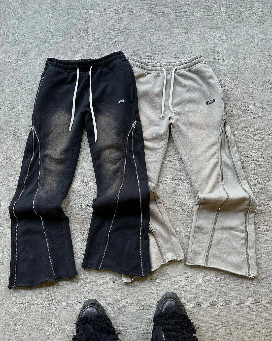 Riolio Y2K Retro Zipper Decoration Sweatpants Pants Streetwear Baggy Casual Pants Men Women Harajuku Hip Hop Letter Jogging Trousers