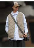 Riolio Cotton-layered Fashionable Vest Men with Autumn Winter Simple Casual Light Heated Inner Vest Cardigan Work Vest Top Aesthetic
