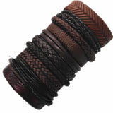 Riolio 10 Pcs/set Black Wrap Woven New Fashion Handmade Men Bracelets Male Women Leather Bracelets Men Bangle Jewelry Gift