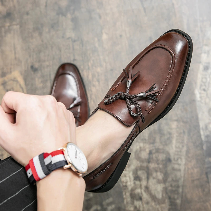 Riolio Summer Fashion Casual Leather Shoes Men Large Size Business Formal Casual Shoes Wedding Lace Up Men Shoes