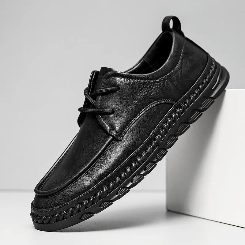 Riolio  Brown Suede Derby Shoes Men's Thick Sole Lace-Up Casual Blue Suede Leather Dress Shoes Office High Quality Leather Shoes