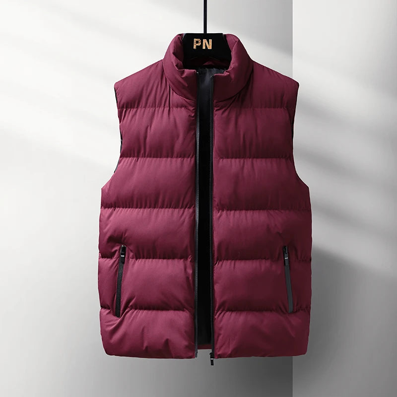 Riolio Casual Plus Size Men's Cotton Vest High Quality Autumn Winter Fashion Men Jacket Warm Stand Collar Sleeveless Men's Top Vests