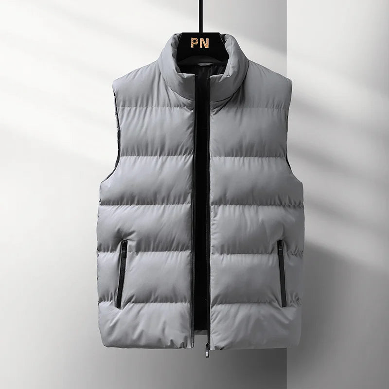 Riolio Casual Plus Size Men's Cotton Vest High Quality Autumn Winter Fashion Men Jacket Warm Stand Collar Sleeveless Men's Top Vests