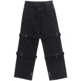 Riolio Hip Hop Jeans Men Fashion Pocket Blue/Black Baggy Jeans Mens Streetwear Loose Hip Hop Straight Cargo Denim Pants Mens Trousers