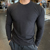 Riolio Men Fashion body-building Long Sleeve T-shirts O-Neck Solid Casual Spring Autumn Tees Men Shirt Loose Tops Streetwear Tee shirt