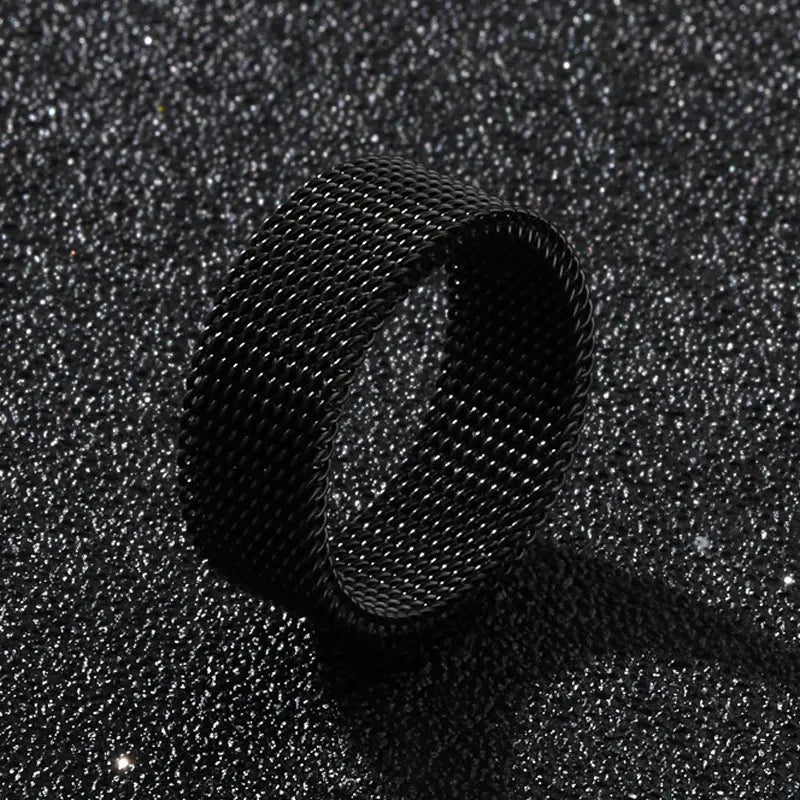 Riolio New 8mm Wide Stainless Steel Rings Titanium Couple Rings Deformable Mesh Accessories for Women Men Jewelry Wedding Gift
