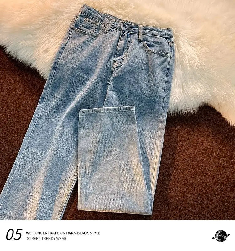 Riolio Spring Autumn Vintage Loose Casual Fashion Straight Jeans Hombre Hip Hop Harajuku Y2K Denim Pants Male Streetwear Trousers Men