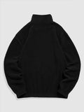 Riolio Hoodie for Men Fuzzy Polar Fleece Sweatshirt Letter Embroidered Turtleneck Streetwear Pullover Winter Unisex Zipper Sweats