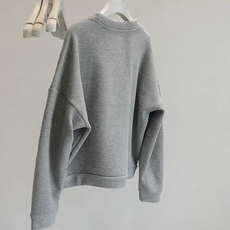 Riolio Korean Casual Sports Suit Large Size Plus Velvet Set Zipper Design Sports Sweatshirt Tying Trousers Casual Simple Two-piece Set