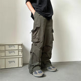 Riolio Summer Thin Casual Pants Men Pocket Cargo Pants Men Japanese Streetwear Hip-hop Loose Straight Pants Mens Vintage Trousers M-3XL