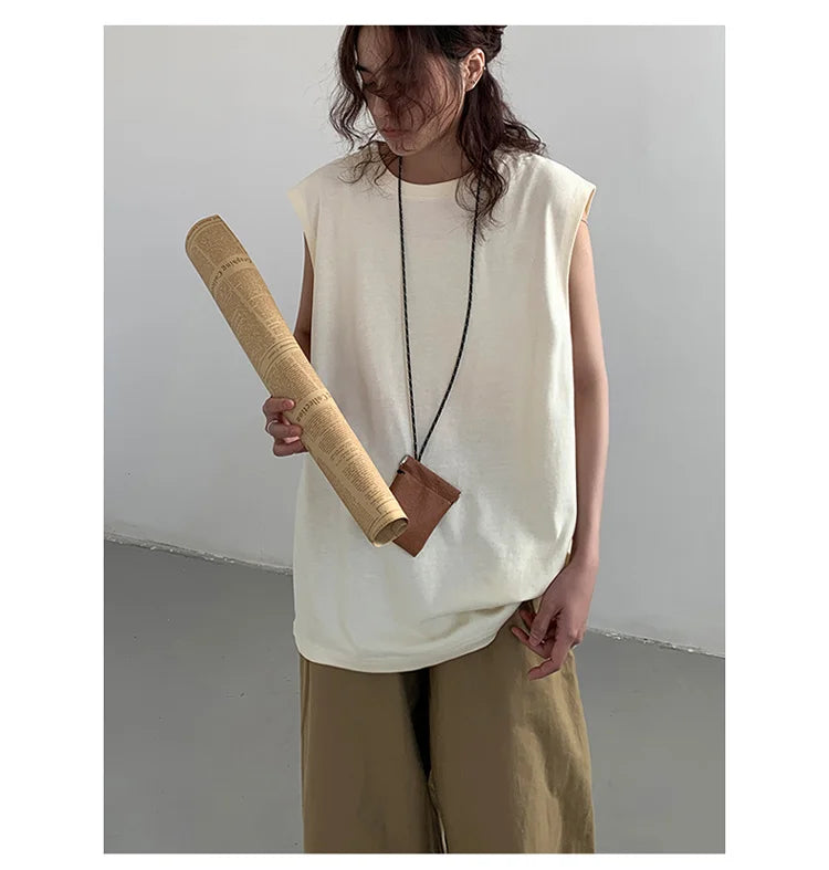 Riolio Summer Men Trendy Casual Streetwear Oversized Sleeveless T-shirt Youth Y2K Hip Hop Cotton Tank Tops Sports Basketball Vest