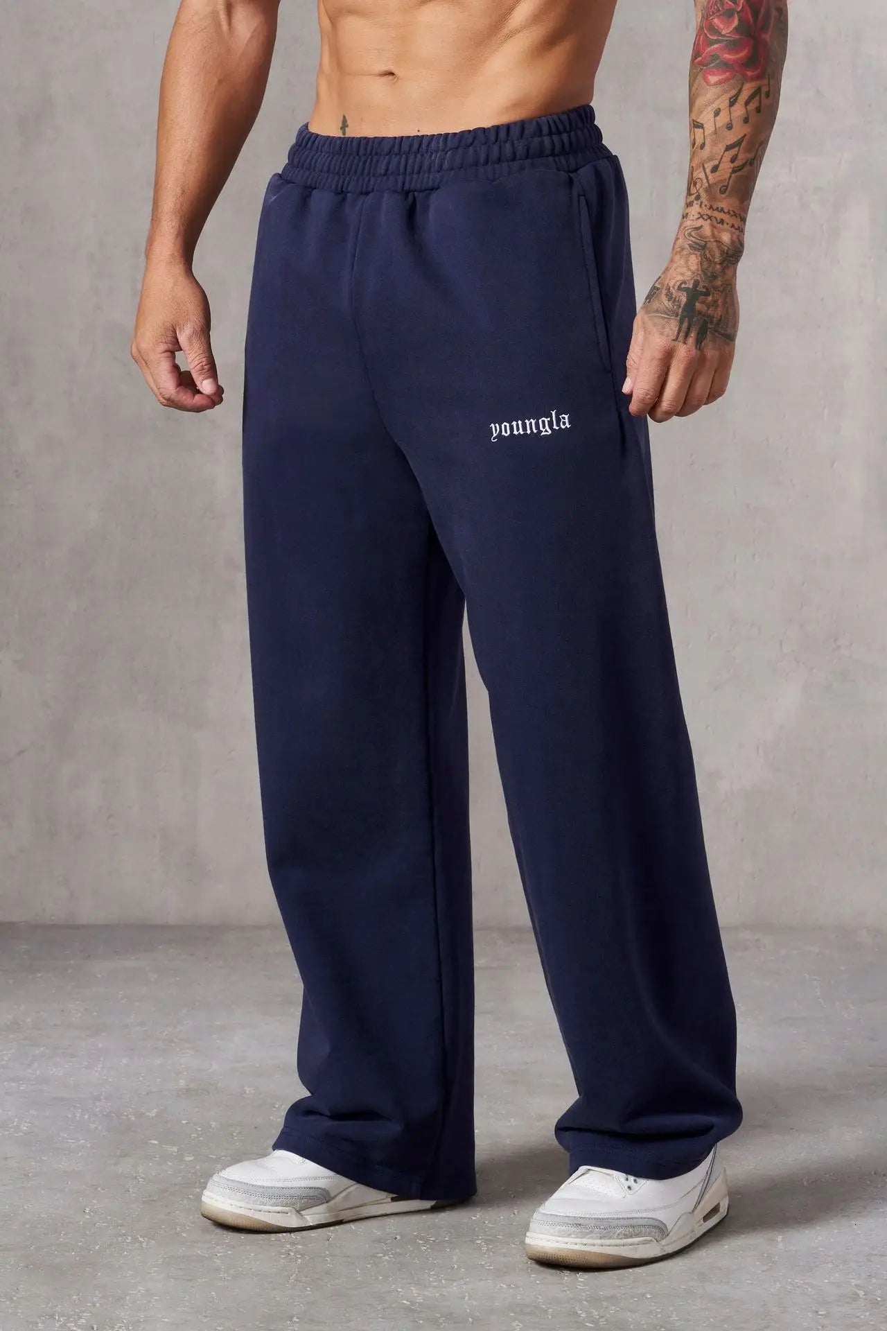 Riolio American Style New Men's Sports Pants Spring Autumn Outdoor Jogging Muscle Fitness Embroidered Straight Casual Long Pants
