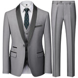 Riolio Suit Coat Pants Vest 3 Pcs Set / Fashion Men's Casual Boutique Business Wedding Groom Dress Blazers Jacket Trousers