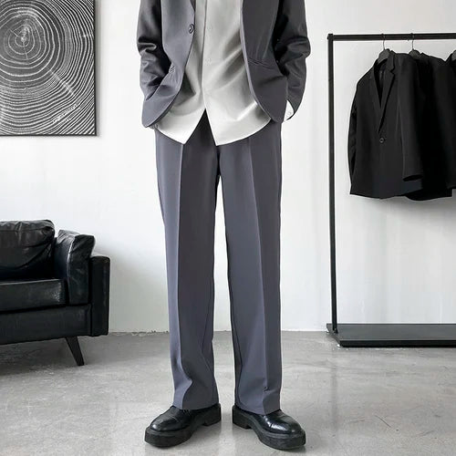 Riolio Pants Men Trousers Casual Autumn New Arrival Front-slit Fashion Straight High Street Office Clothes Simple Business Harajuku