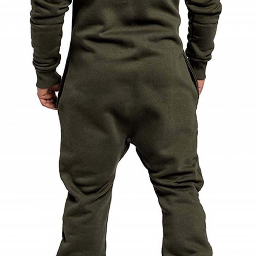 Riolio Mens Onesie Jumpsuit Pajamas Long Sleeve Sweatpants Pure Color Splicing Autumn Winter Casual Hoodie Male Zipper Jumpsuit