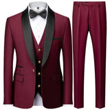 Riolio Suit Coat Pants Vest 3 Pcs Set / Fashion Men's Casual Boutique Business Wedding Groom Dress Blazers Jacket Trousers
