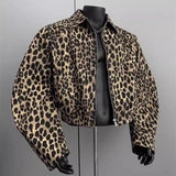 Riolio American Retro Leopard Print Jacket Men's Korean Style Style High-end Handsome Short Jacket Trendy High Street Style Denim Top