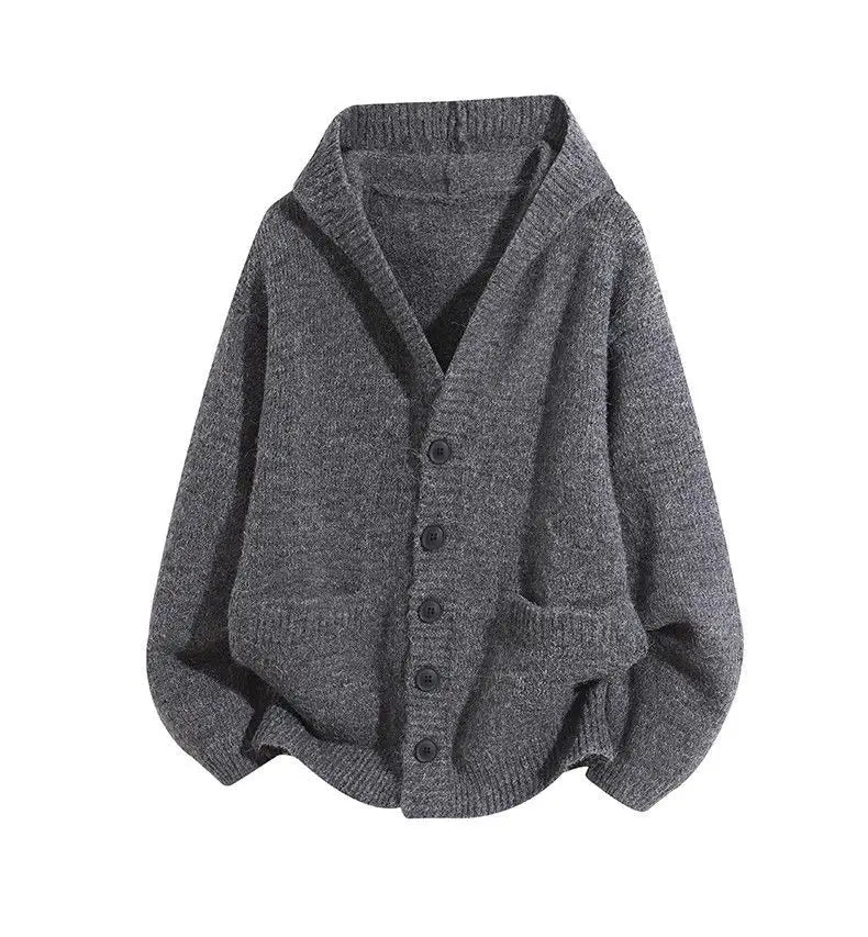 Riolio American-style autumn/winter streetwear unisex trendy hooded knit sweaters for couples with loose-fit retro Harajuku casual tops