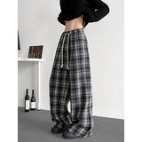 Riolio Summer Casual Pants Men Oversized Retro Plaid Pants Men Streetwear Hip-hop Loose Wide Leg Pants Mens Trousers Plus Size 5XL