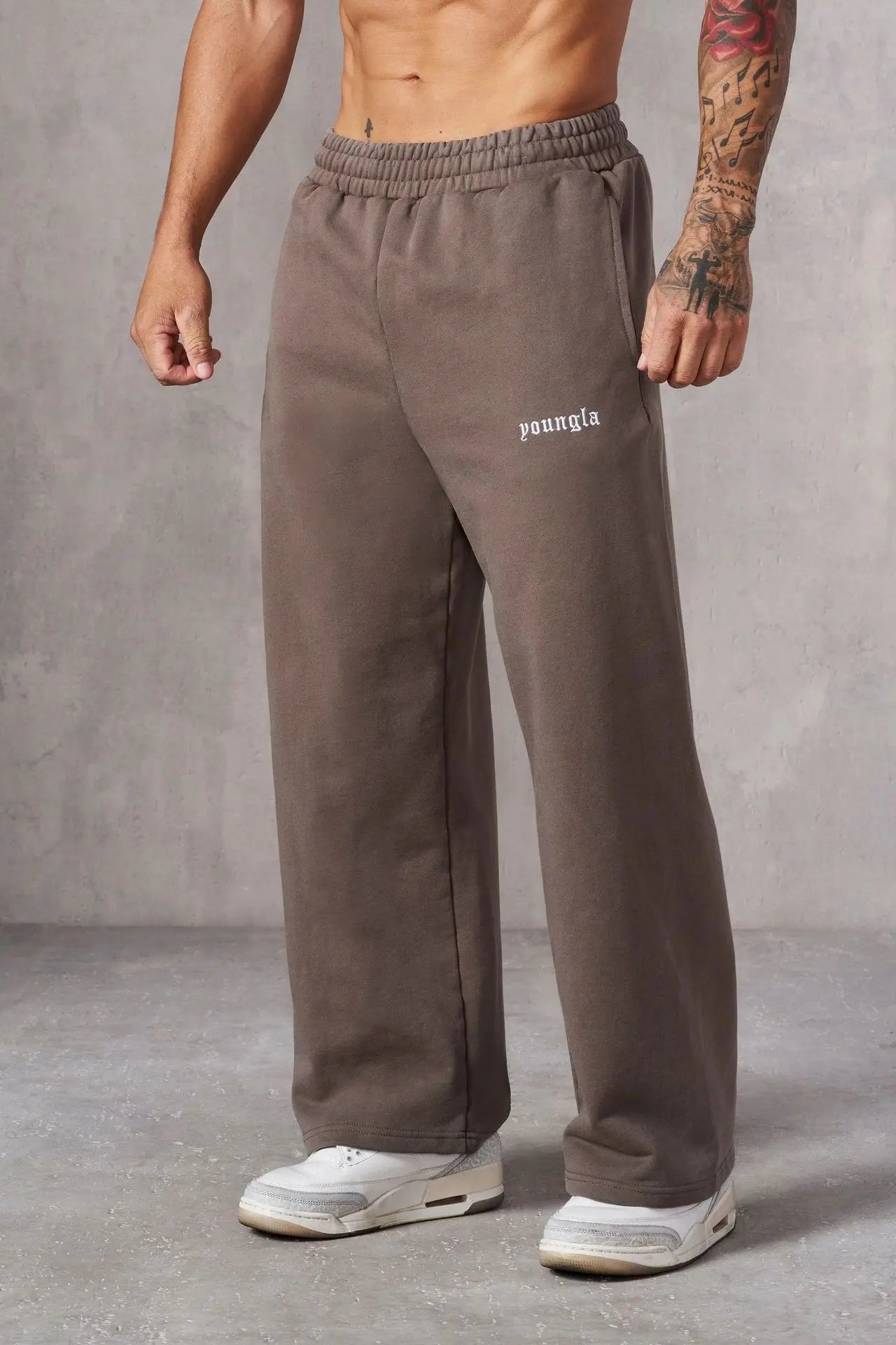 Riolio American Style New Men's Sports Pants Spring Autumn Outdoor Jogging Muscle Fitness Embroidered Straight Casual Long Pants