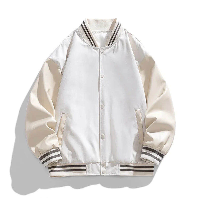 Riolio Bomber Wool Coat Premium Varsity Leather Wool Jacket High Street Jacket Men's Varsity Baseball College Leather Sleeves