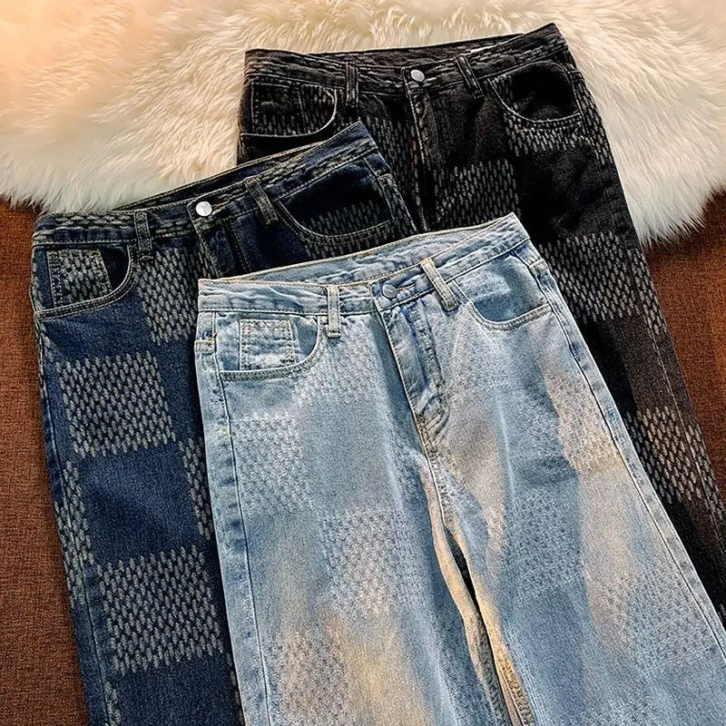 Riolio Spring Autumn Vintage Loose Casual Fashion Straight Jeans Hombre Hip Hop Harajuku Y2K Denim Pants Male Streetwear Trousers Men
