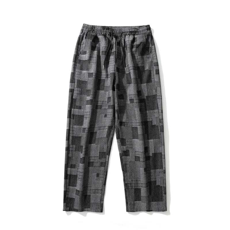 Riolio Blue Black Plaid Jeans Men Retro Casual Wide-leg Jeans Mens Streetwear Loose Hip-hop Straight Denim Trousers Men Vintage Jeans