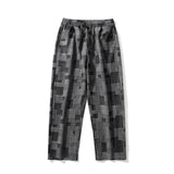 Riolio Blue Black Plaid Jeans Men Retro Casual Wide-leg Jeans Mens Streetwear Loose Hip-hop Straight Denim Trousers Men Vintage Jeans